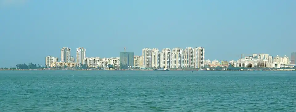 The southwestern part of Haidian Island as viewed from Haikou Bay