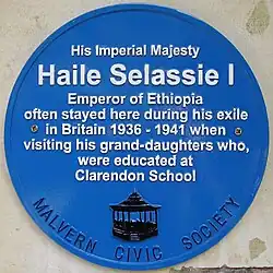 blue plaque for Haile Selassie