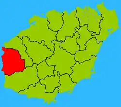 Map showing entire Qionghai area within Hainan province