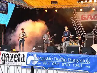 Hair Peace Salon performing at Basovišča (22 June 2005), from left to right: Vadim Dubina, Maxim "Gandibober" Devichensky, Aleh Vial, Artur Luchkov