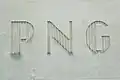 "PNG" (Pennsylvania National Guard) carved in stone