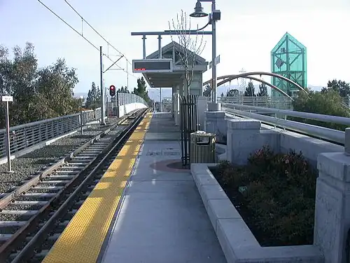 The platform of the Hamilton station
