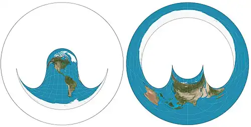 Image 4 Hammer retroazimuthal projection Map: Strebe, using Geocart The Hammer retroazimuthal projection is a modified azimuthal proposed by Ernst Hermann Heinrich Hammer in 1910. As a retroazimuthal projection, azimuths (directions) are correct from any point to the designated center point. In whole-world presentation, the back and front hemispheres overlap, making the projection a surjective function. Here, the frontside and backside hemispheres, both with a 15° graticule and center point of 45°N, 90°W, are presented side-by-side. More selected pictures