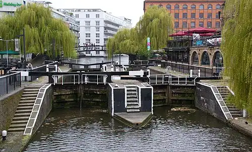 Image 11Camden Lock or Hampstead Road Lock in Camden Town, north London is the only twin lock on the Regent's Canal.