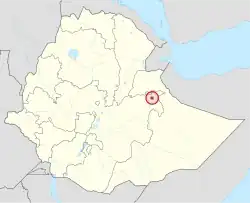 Map of Ethiopia showing Harari Region
