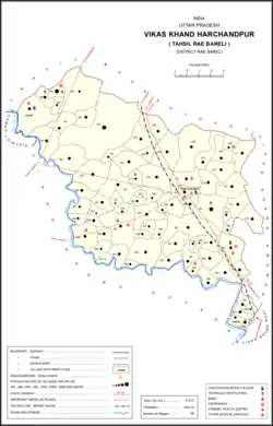Map showing Lohanipur (#269) in Harchandpur CD block