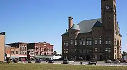 Downtown in small city with courthouse