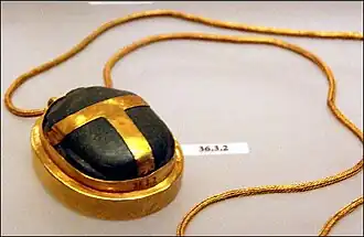 The Heart Scarab of Hatnefer, on display at the Metropolitan Museum of Art