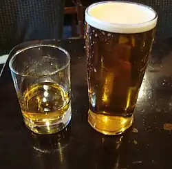 Scotch whisky and beer, both made from barley