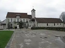 The town hall and church in Hautefeuille