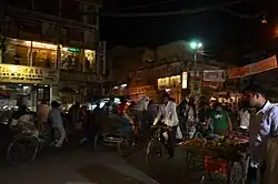 A market in Lucknow, India, at night