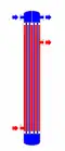 Fig. 2: Shell and tube heat exchanger, 2-pass tube side (1–2 crossflow)