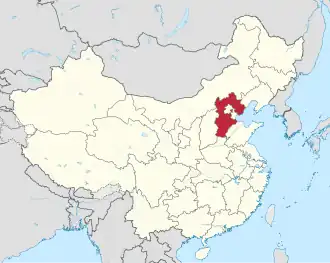 Location of Hebei in China