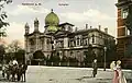View along the avenue to the north, around 1900. In the center of the picture, to the right of the synagogue, the Villa Gfrörer.