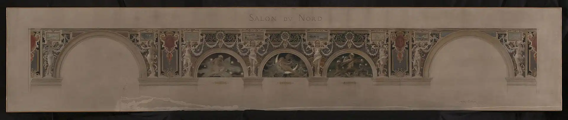 Sketch for the north entrance lounge of the Hôtel de Ville in Paris. The night. The Dragon. Petit Palais.