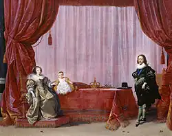 Charles I, Henrietta Maria and Charles, Prince of Wales (later Charles II), Hendrik Gerritsz Pot, circa 1632
