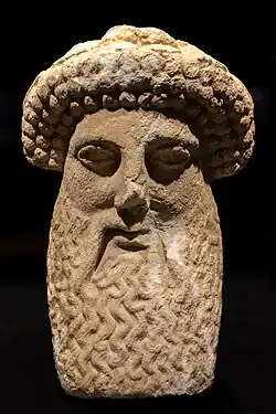 Marble herme head depicting Hermes, Roman period, exhibited at the İzmir Archaeological Museum