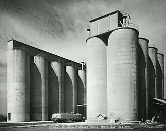 Cement storage silos, now demolished, 1940
