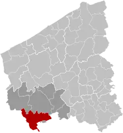 Location of Heuvelland in West Flanders