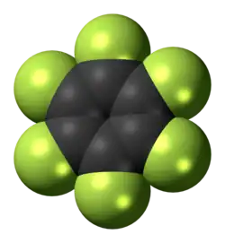 Space-filling model of hexafluorobenzene