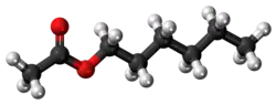 Ball-and-stick model of the hexyl acetate molecule