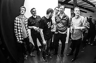 Hey Colossus post-gig at Centrala, Birmingham, December 2018.
