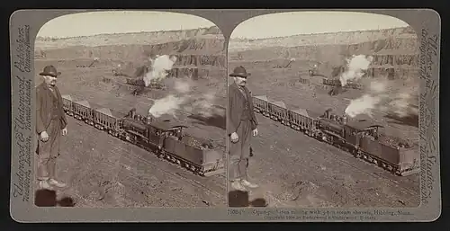 Open-pit iron mining with five-ton steam shovels, Hibbing, Minnesota c. 1906