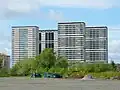 'Hutchie D' tower blocks in 2005, shortly before the demolition of two on right (Old Rutherglen Road and Cumberland Street)