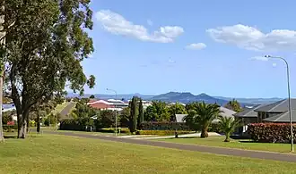 View over Highfields from Mitchell Road Park, looking west towards Gowrie Mountain