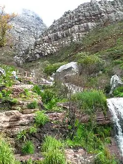 Winter ascent of Table Mountain. Hikers set out on one of the many popular trails.