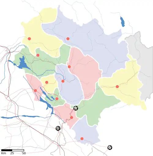 Map showing the Districts of Himachal Pradesh