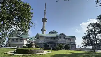 Museum's main premises with TV Tower as viewed behind it