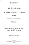 History of Brunswick Topsham and Harpswell Maine Book cover