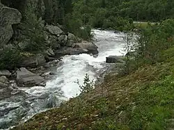Where the Hivjufossen becomes the river Storåni
