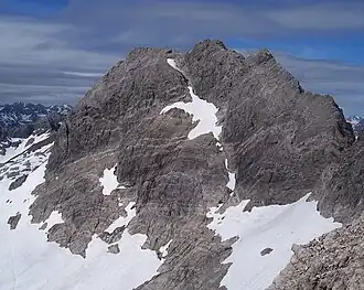 Hochfrottspitze (2,649&nbsp;m or 8,691&nbsp;ft) from the Mädelegabel