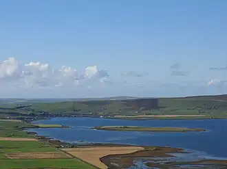 Holm of Grimbister from the east, with Finstown beyond