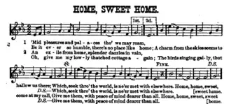 An 1880 publication of "Home, Sweet Home", the earliest known musical setting of the carol.