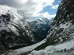 The portal of Homer Tunnel is the most south western extreme of the Darran Mountains