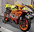 The Repsol Honda RC211V, ridden by Valentino Rossi in the 2003 season on display with a special livery.