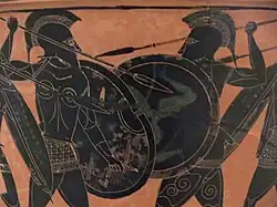 Figura 1. Dos hoplites lluitant amb les seves llances.
