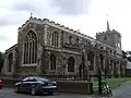 St Mary's Church, Horncastle, Lincolnshire, Ewan Christian gave the church a major restoration in 1859–61 and rebuilt the chancel, its east window, pictured left, was modelled on that at Haltham Church in Lincolnshire[169]