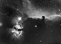Horsehead and Flame Nebulae in H-alpha
