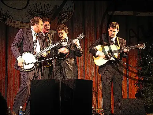 Hot Rize in 2004: Pete Wernick, Nick Forster, Tim O'Brien, Bryan Sutton
