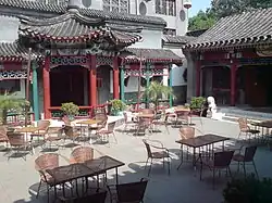 A traditional-style hotel in Beijing. Some of Beijing's historic siheyuans have been purchased and renovated by hotel chains and now function as hotels.[6]