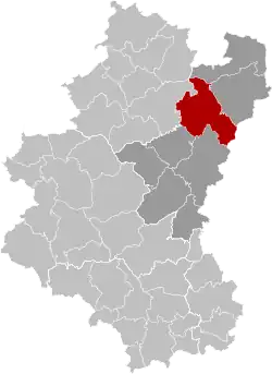 Location of Houffalize in Luxembourg province