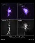 RX J1532.9+3021 taken with CLASH Survey. The image shows the high energy jets released by the supermassive black hole, affecting star formations in the brightest cluster galaxy.