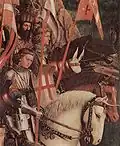 Knights in kasten-brust armours (altar of Saint Bavo's Cathedral, Ghent by Jan van Eyck, 1427–30)
