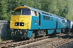 Western Fusiler in rail blue livery with full yellow ends