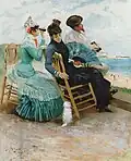 Damer och kavaljer vid stranden (1883)