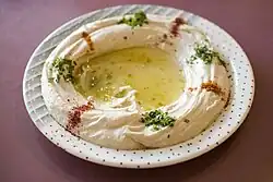 Hummus; A typical popular traditional Levantine meal